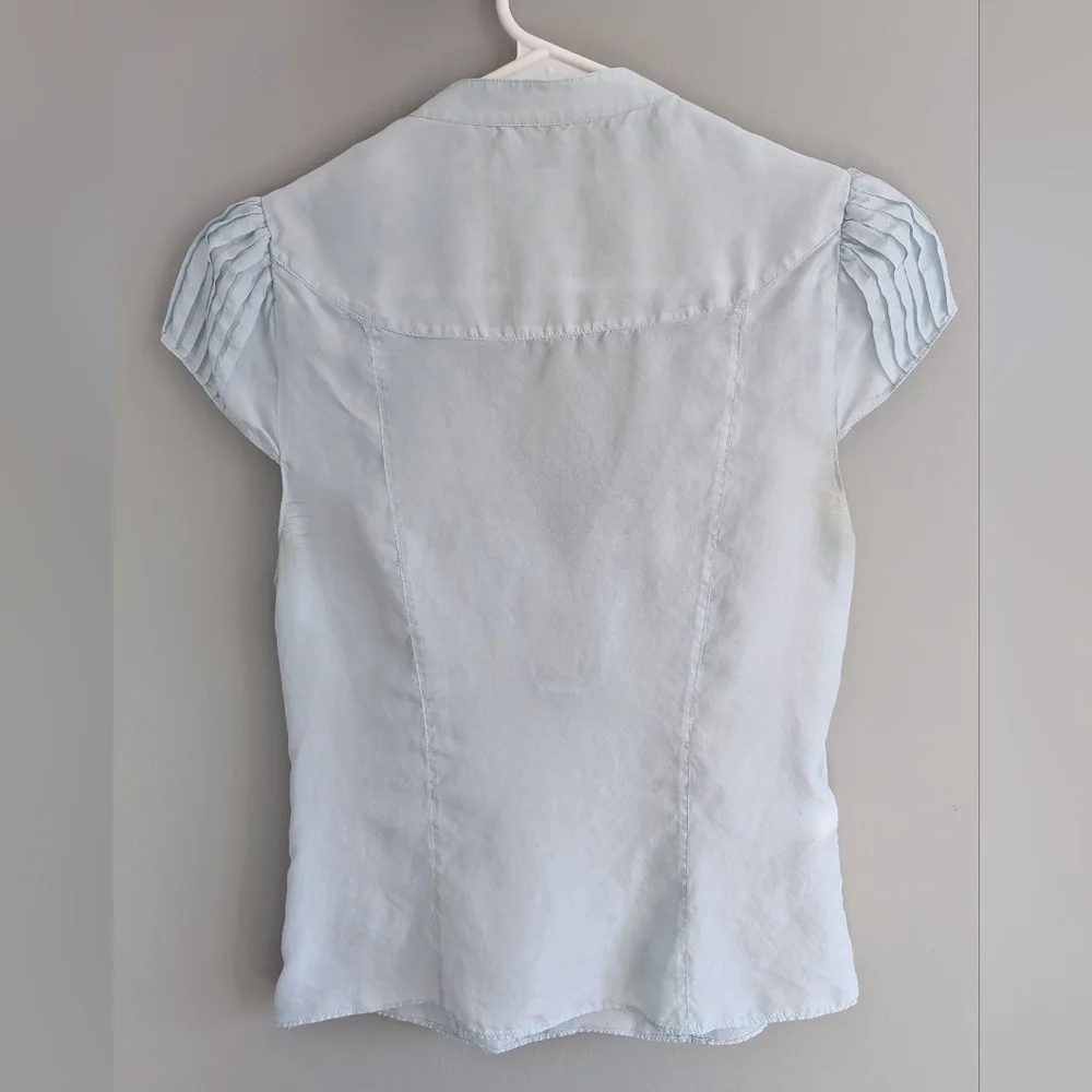 100% Silk - Karen Millen Pale Blue Sleeveless Blouse Good Condition - Picture 2 of 6